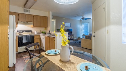 Estancia spacious kitchen with plenty of cabinetry and a nice dining area near
